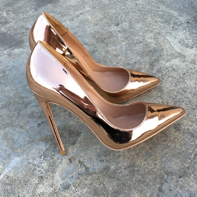

2019 Fashion free shipping gold Patent Leather Poined Toe Stiletto Heel high heel shoe pump HIGH-HEELED SHOES dress shoes