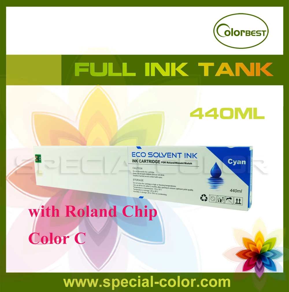 

Eco solvent ink cartridge for Roland printer with chip 440ml color C