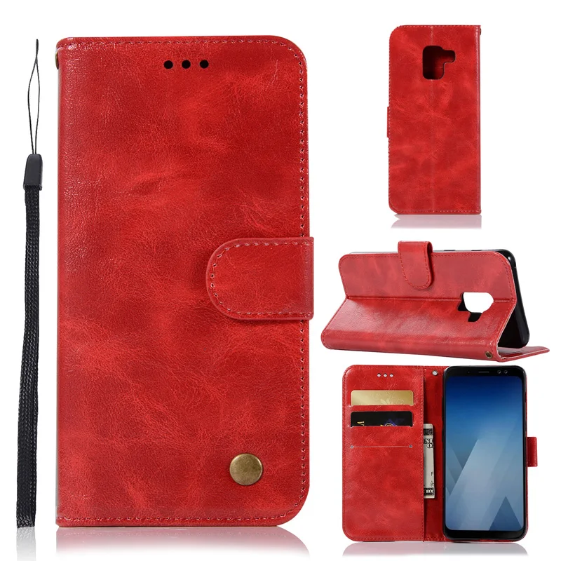 

Retro PU Leather Wallet Case For Samsung Galaxy A8 Plus 2018 Case Coque Flip Cell Phone Bag For Funda Samsung A8 Plus Case Cover