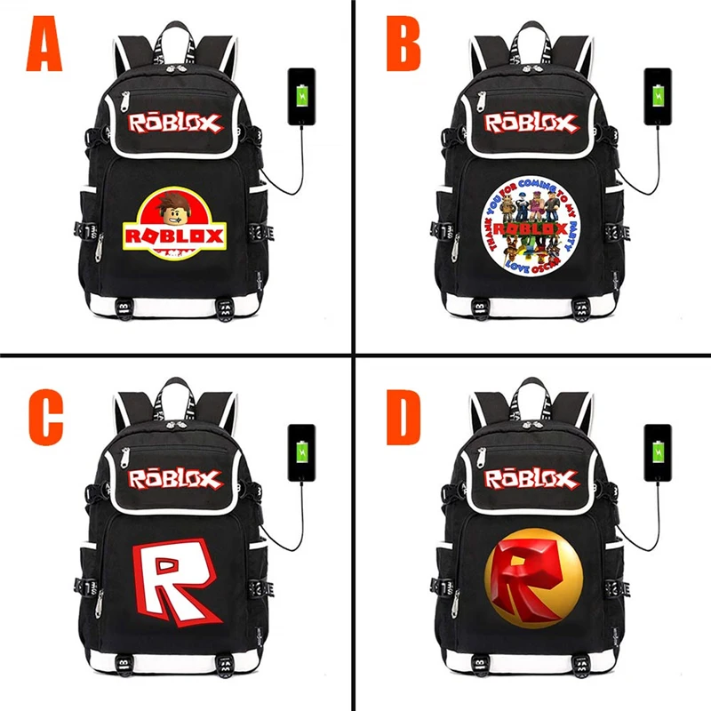 

Roblox Canvas Backpack with USB Charging Zip School Bag Shoulder Bag Packsack for Teenagers Casual Travelling Laptop Rucksack