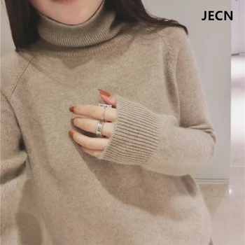 

Autumn and winter new women's sweater high collar long sleeve loose casual Sweater and Pullovers Turtleneck Knitted Sweater