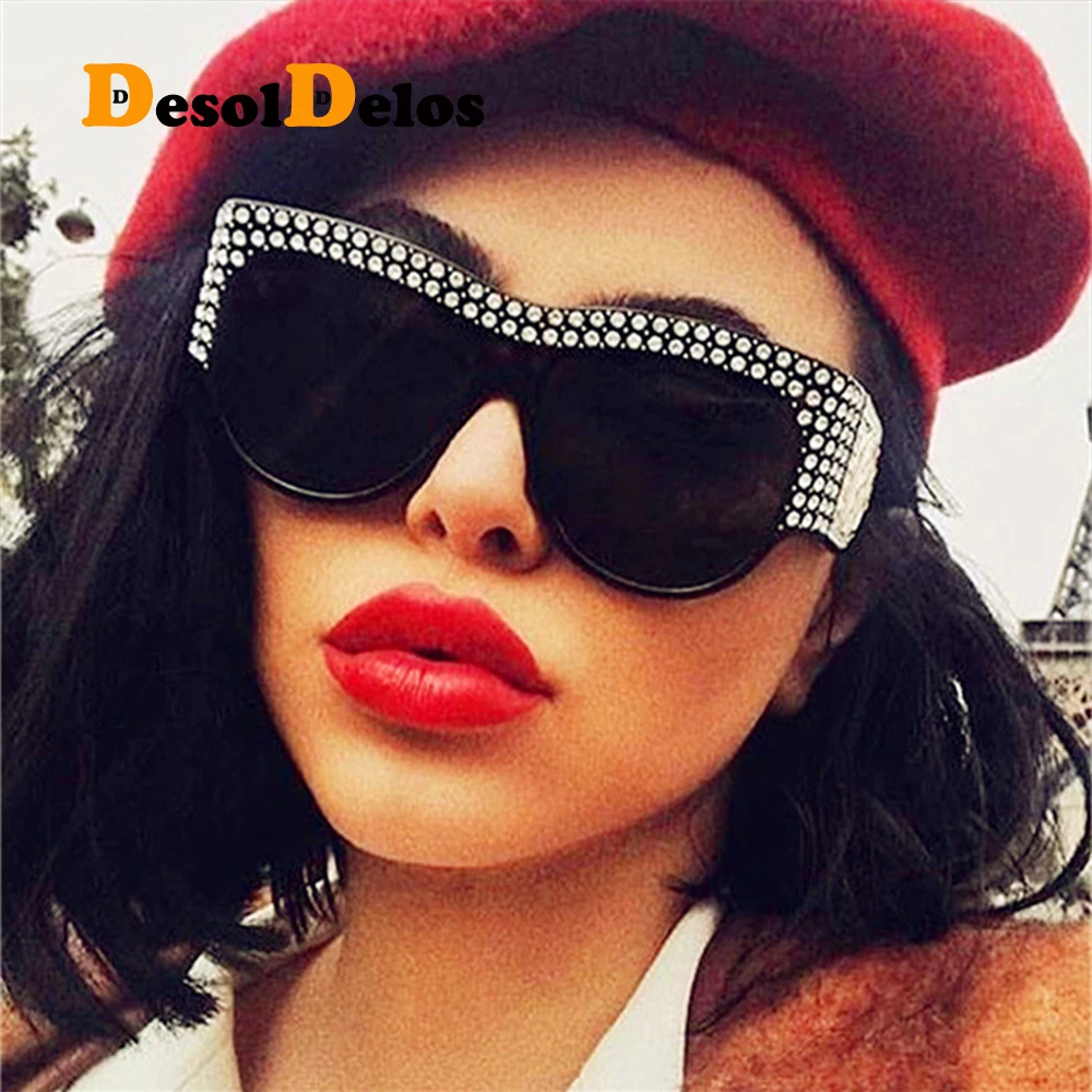2019 New Shining Diamond Sunglasses Women Brand Design Flash Square Shades Female Mirror Sun Glasses Oculos Lunette UV400