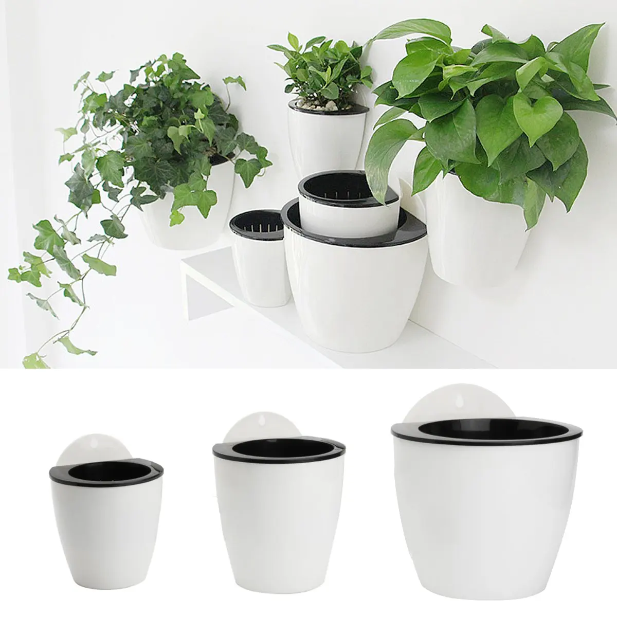 Plant Flower Vase Pot Self Watering Wall Hanging Plastic SML For Plant Flower Vase Pot Self Watering Wall Hanging Plastic SML For