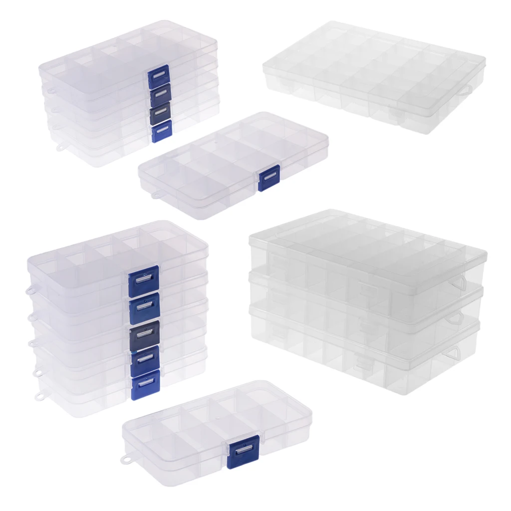 10/15/24/36 Durable Grid Plastic Compartment Jewelry Adjustable Organizer Storage Box Jewelry Packaging