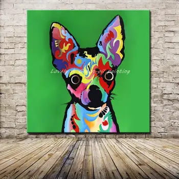 

Hand-painted Modern Living Room Wall Art Picture Home Decoration Abstract Cute Dog Animal Oil Painting On Canvas Art No Framed