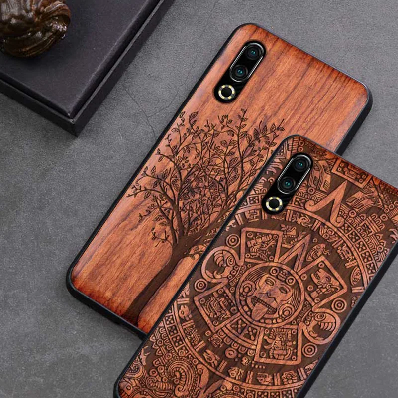 

2019 New Meizu 16s Case Slim Wood Back Cover TPU Bumper Case On Meizu 16s meizu 16 s Phone Cases