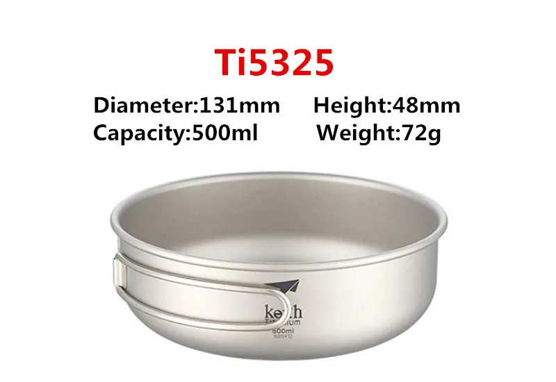 300/400/500/600 мл Кейт Титан складные миски с Титан Складная ручка Открытый кухонная посуда столовые приборы Ti5323-Ti5326