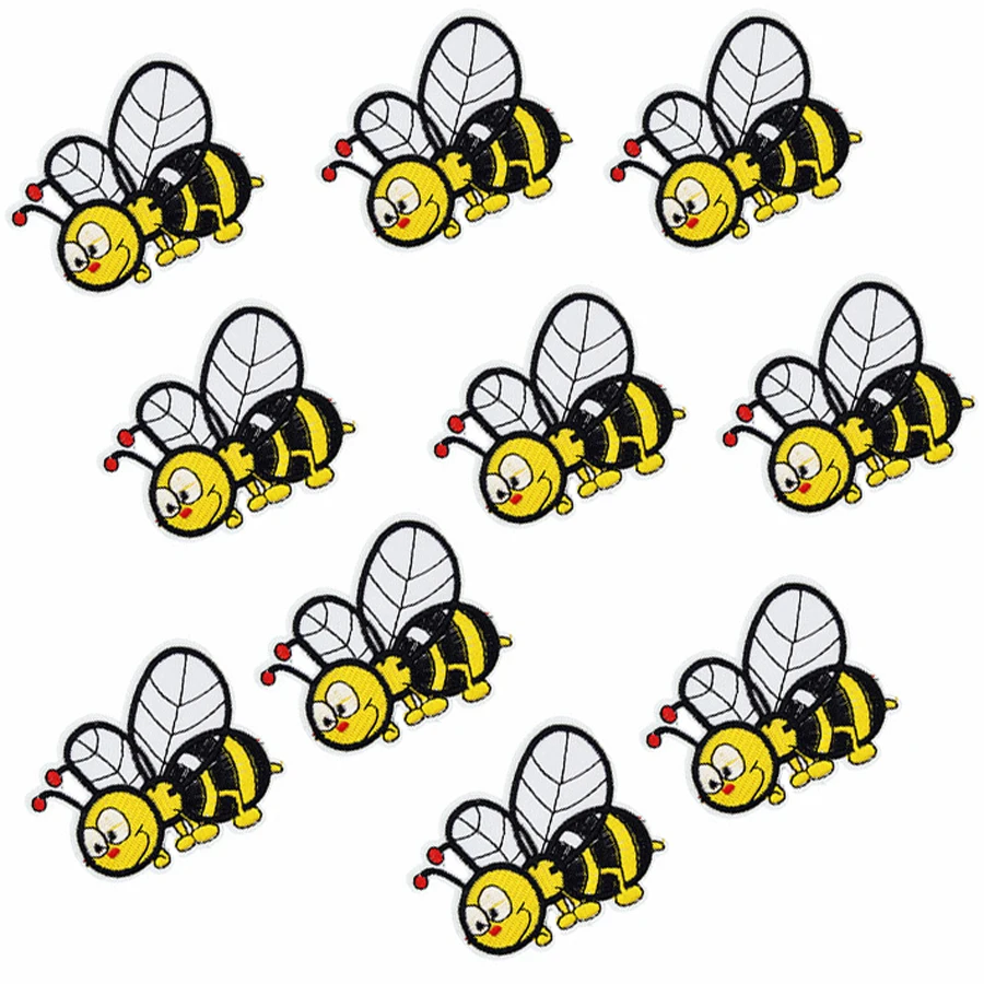 10 Unids Lindo Amarillo Bee Hierro En Remiendo de Costura