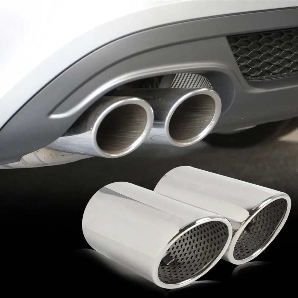 beler 2 Chrome STAINLESS STEEL TAIL REAR EXHAUST MUFFLER TIP PIPE For