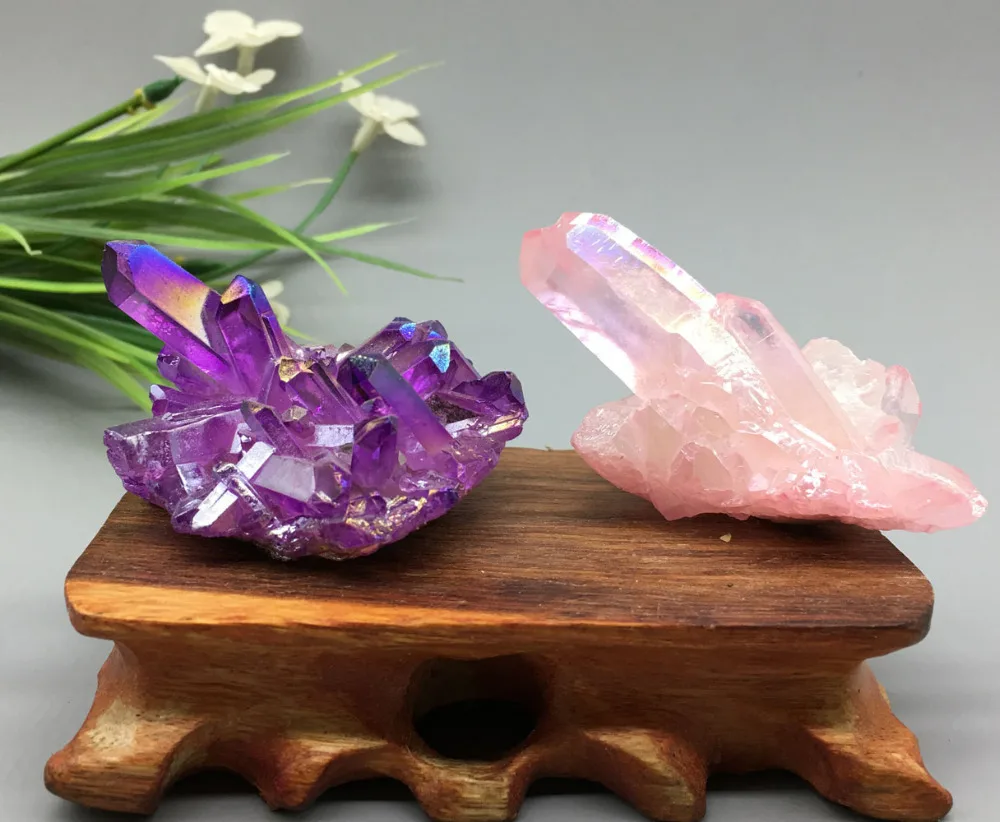 

1PCS 50g+ Beautiful Blue YELLOW RED WHITE Purple Aura QUARTZ CRYSTAL Titanium Bismuth Silicon Rainbow CLUSTER cluster specimen
