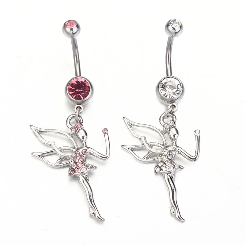 Angel Wing belly piercing Dangle Body Piercing With Rhinestone Navel