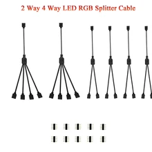 2 Way 4 Way светодиодный rgb-разветвитель кабель 2 шт. черный 5050 4 Pin RGB Светодиодная лента Разъем разветвитель Y провод 10 шт. 4-контактный штекер