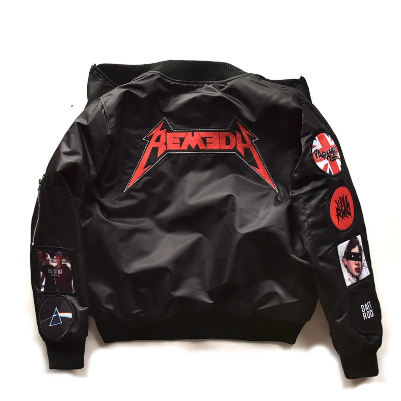 De Black Musique Vol Bomber Personnalité Badge Veste Hiver Survêtement green Manteau Hommes Haute Vestes Pour QualitéRock red Épais femmes 34RjAq5cL
