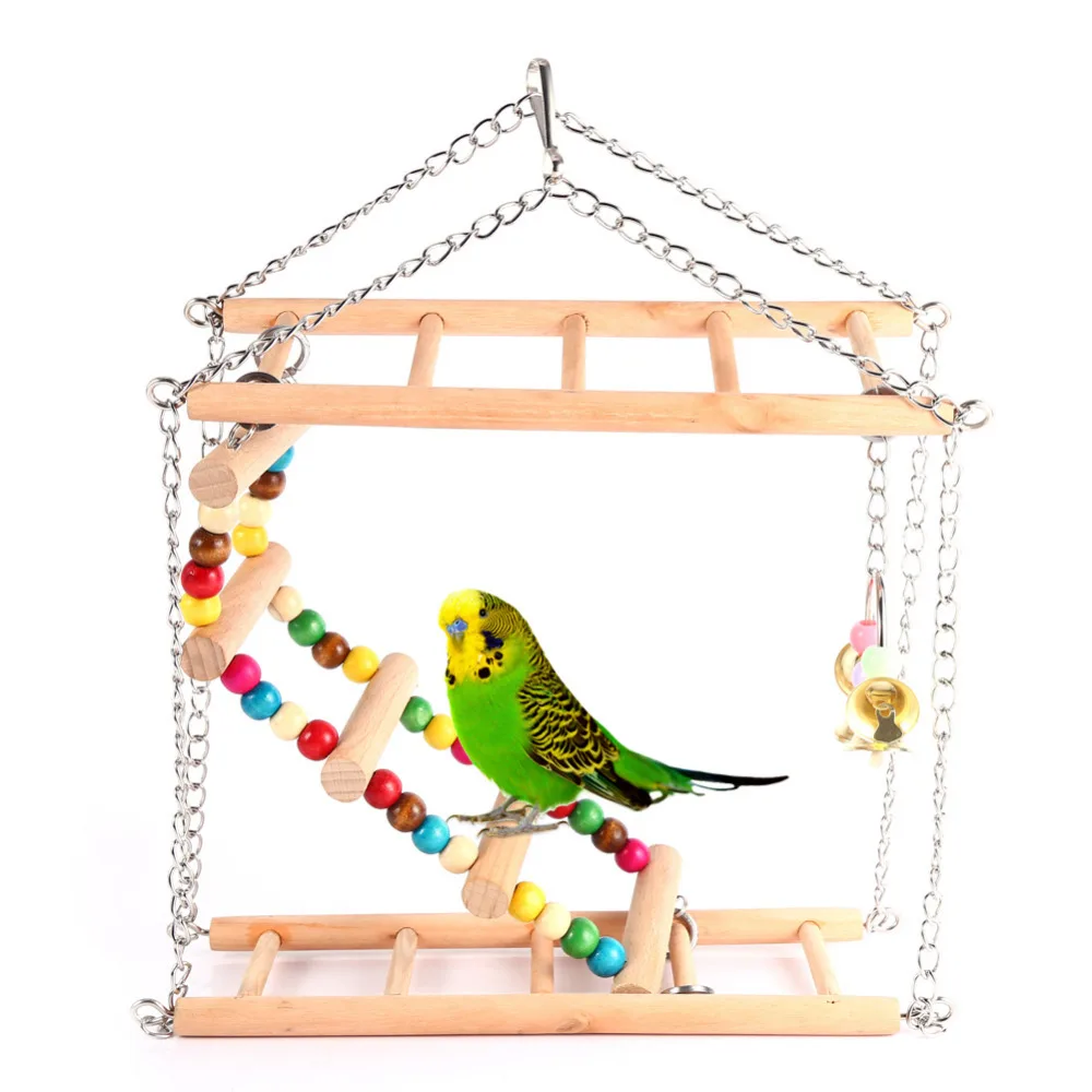 Buy Wooden Bird Ladder Parrots Toys Bird Swing