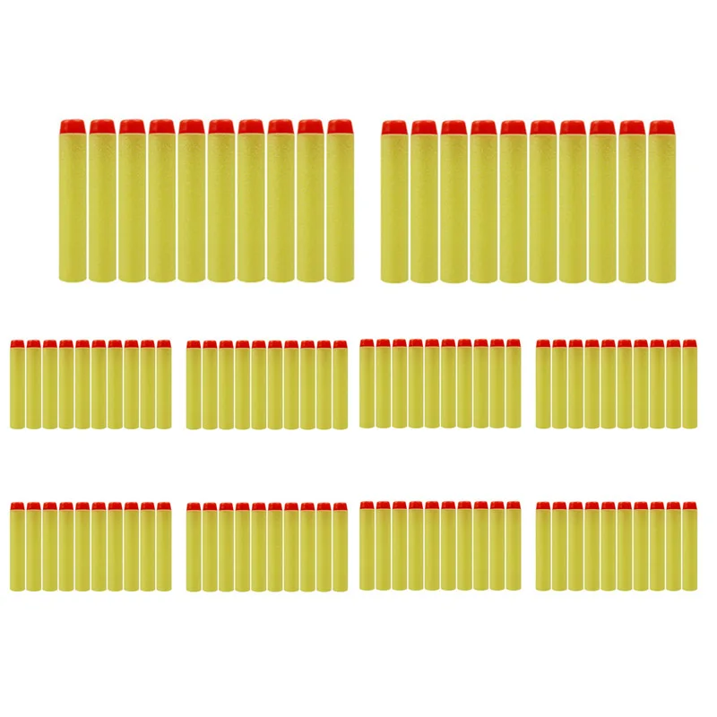 100 шт многоцветный 7,2 см EVA мягкий полый отверстие головы Запасной комплект для Дартс Игрушечный Пистолет пули для Nerf комплект бластеров дети подарки на день рождения - Цвет: Yellow