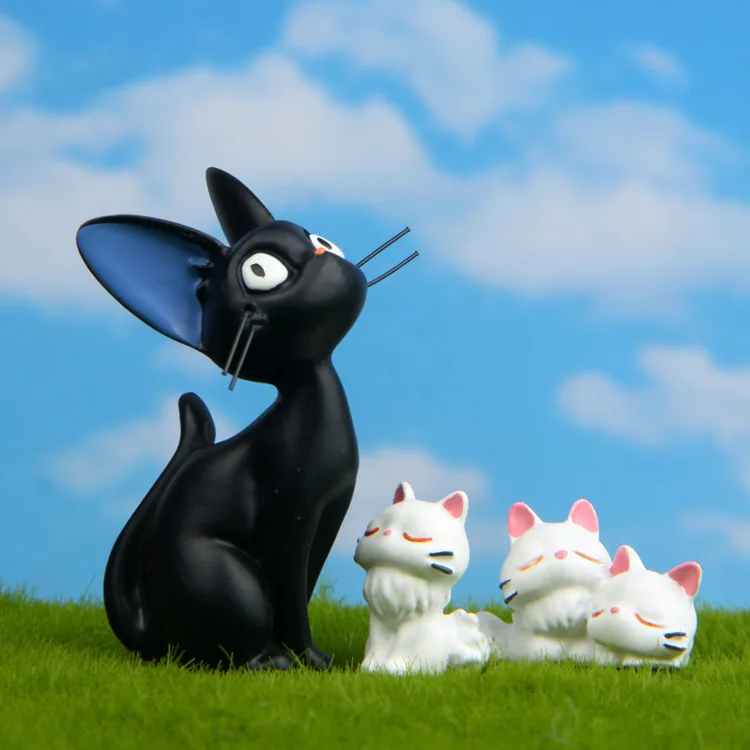 Изделия из смолы Jiji's Delivery service, фигурки кошек, белые украшения животных, черная кошка Kiki Gigi, сказочные миниатюры, украшения для сада