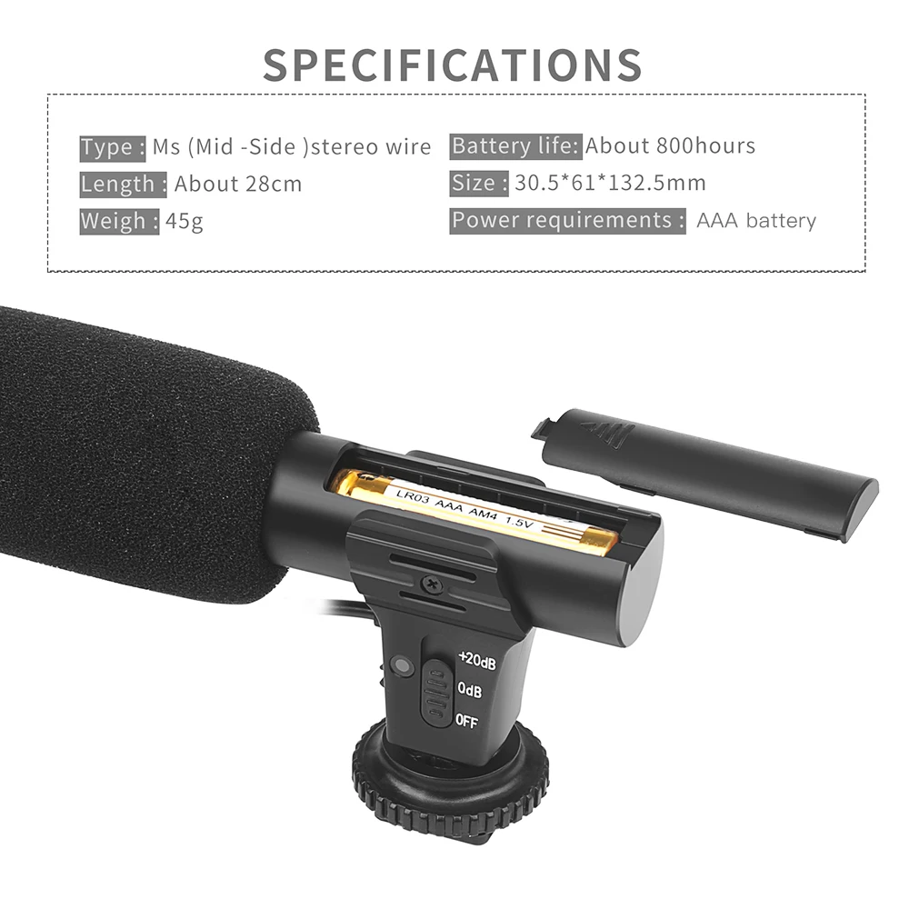 CVM-V30 PRO Pointing Condenser Microphone with Wind Muff for SLR Camera Camcorder. Vbestlife SLR Camera Condenser Microphone