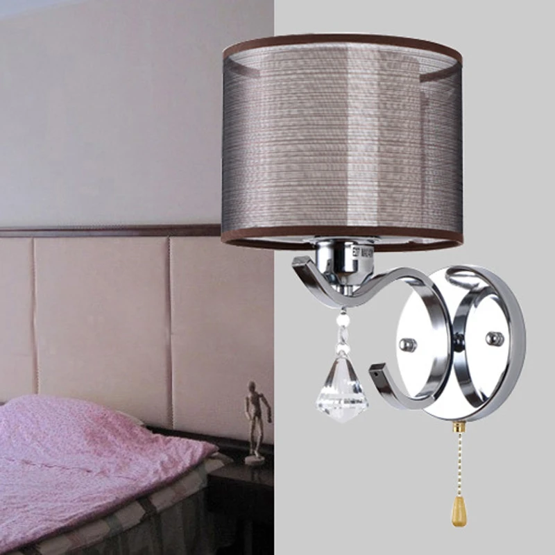 Nordic-modern-iron-LED-Wall-Lamps-with-coffee-color-cloth-lampshade-Home-Bedroom-bedside-aisle-Wall (4)