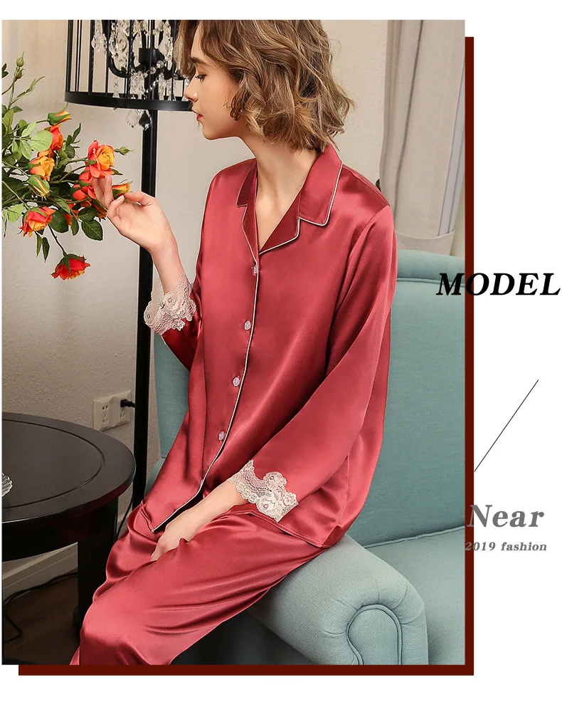 Супер 100% шелк тутового элегантности пижамные комплекты для женщин с длинным рукавом благородные женские пижамы из натурального шелка