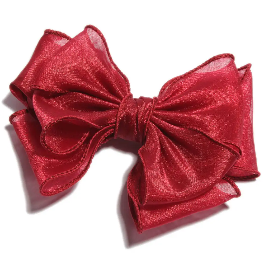 burgundy 5 шт. 13 см для новорожденных Модные большие газовые волосы каскадом банты для девочек заколки ручной работы сетчатые заколки для волос для женщин аксессуары для волос - Цвет: burgundy