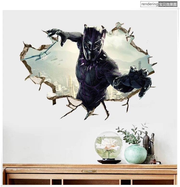 

Marvel's The Avengers Black Panther breakthrough Smashed Wall Sticker Home Decor Art Mural Decal Poster removeable A0107