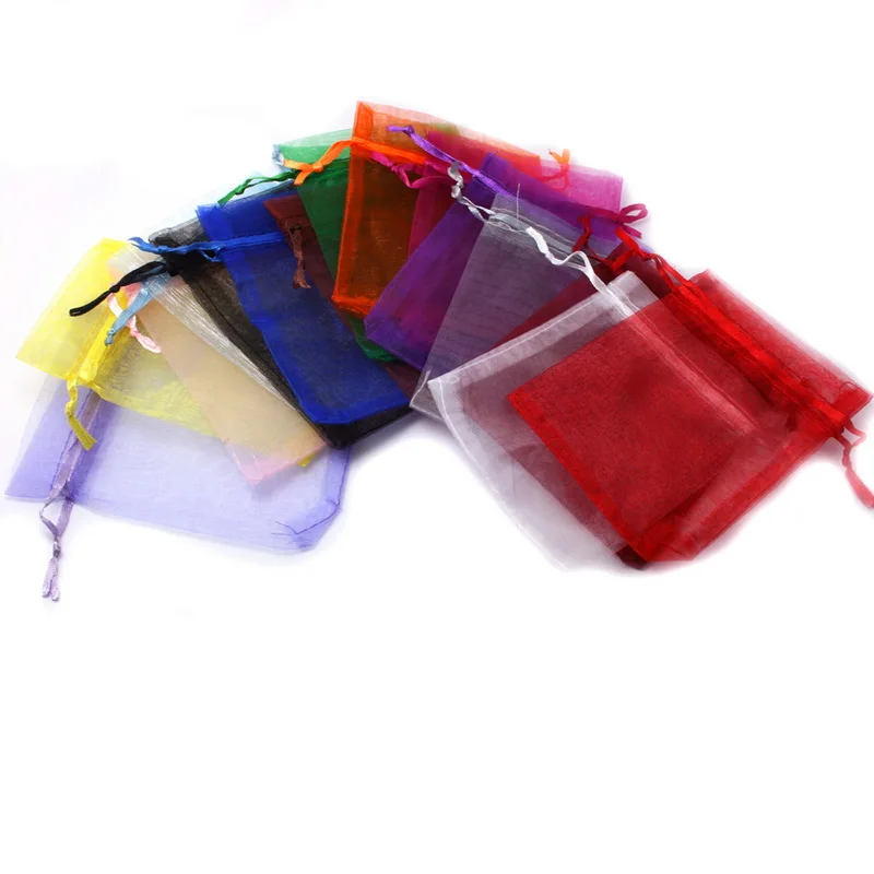 Горячая Распродажа 7x9 см/9x12 см 50 шт./пакет палочки 16 цветов ювелирные изделия Упаковка тянущаяся органза сумки, подарочные сумки и сумки