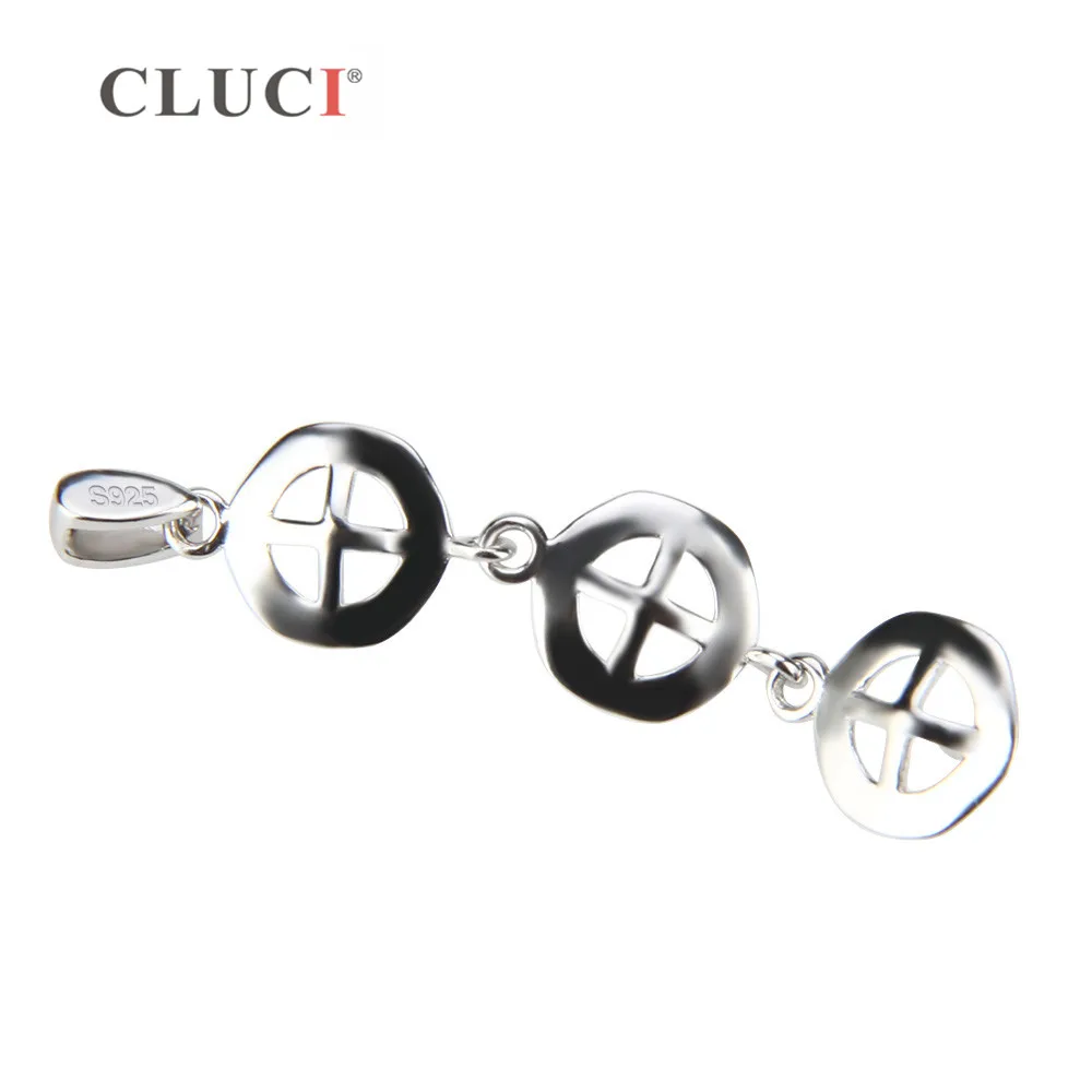 Pendant Necklace Silver Pendant CLUCI Design Style Pendant can stick 3 pearls Fashion Sterling Silver Women's Pendant for Wedding Jewelry Valentine GIFT SP158SB