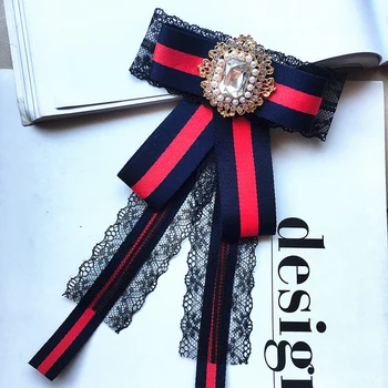 

College Style bowtie Wedding Party classic Striped bowknot Women Bow Tie multiuse Neck Wear lace bowties Shirt Accessories