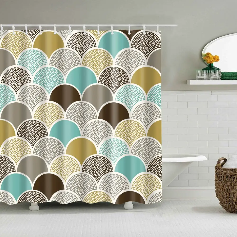

Svetanya Waterproof Shower Curtain Fish Scale Print (include 12 pcs Hooks) 180*180cm