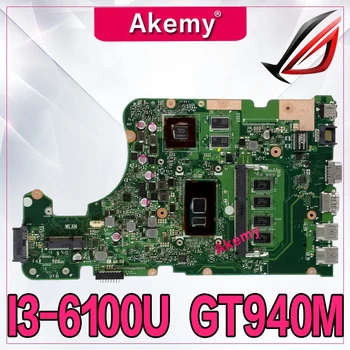 

Akemy X555UQ Laptop motherboard for ASUS for ASUS X555UJ X555UF F555U X555UB X555UQ X555U mainboard 4GB/I3-6100U CPU GT940M