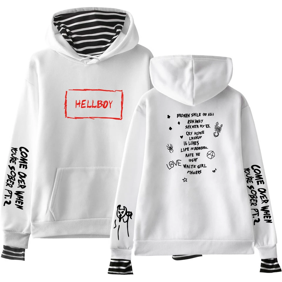 FRDUN TOMMY Lil Peep Print поддельные две штуки толстовки 2019 горячая распродажа Осенние женские толстовки K-pops с капюшоном Harajuku больших размеров 4xl