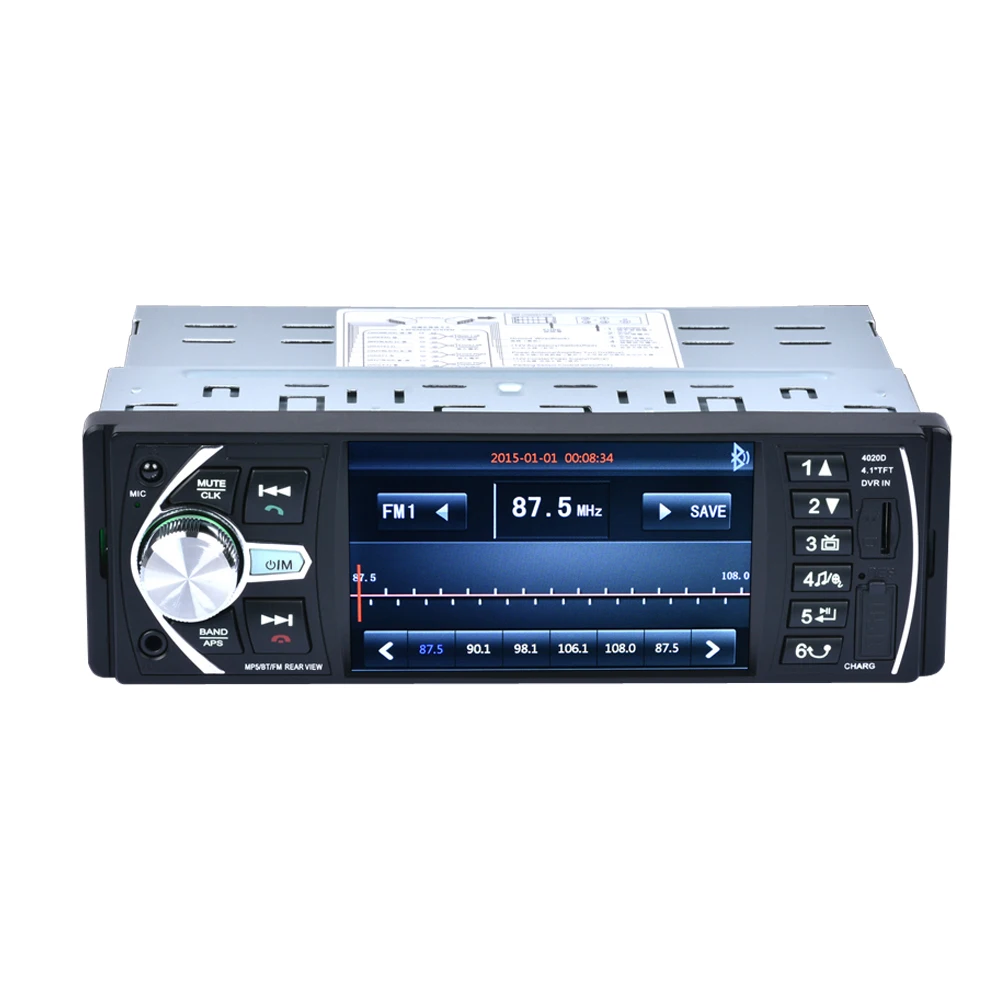 

4.1" TFT Screen Car MP5 Player 12V Remote Control Video FM Radio 1Din Bluetooth Handsfree Autoradio w/ Rearview Camera Function