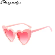 Новые модные женские солнцезащитные очки в форме сердца, брендовые дизайнерские пластиковые светоотражающие солнцезащитные очки UV400 для девушек oculos de sol