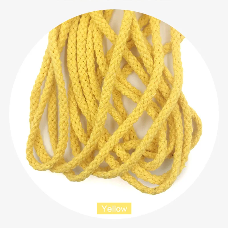 ZYFMPTEX самая дешевая 5 метровая длина 5 мм цветная хлопчатобумажная веревка 14 цветных декоративных шнуров для рукоделия дома - Цвет: yellow