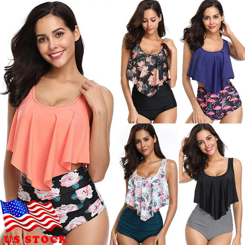 

2019 Hot Sale Two-Pieces Swimwear Women Fashion Sexy Print Adjustable Strap Tops High Waist Shorts Swimsuit Summer Beach Holiday