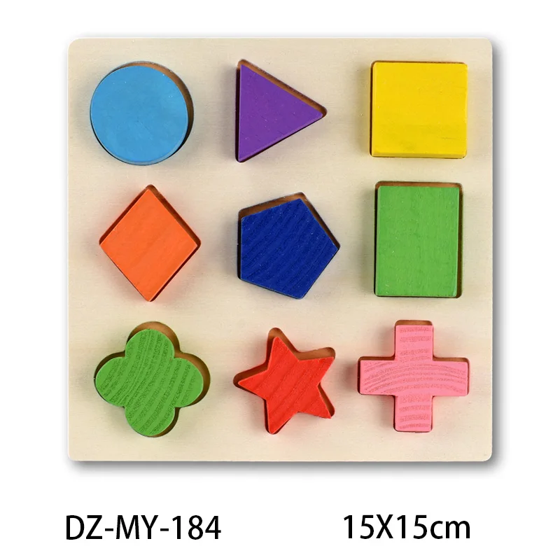 Kids 3D Wooden Puzzle Hand Grab Boards Toys Vehicle Animals Fruits Cognition Tangram Jigsaw Children Educational Montessori Toys 15