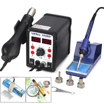 

YIHUA 898BD+ 220V 2 in 1 Digital Display Electric Solder iron + Hot Air Heat Gun SMD Rework Soldering Desoldering Station