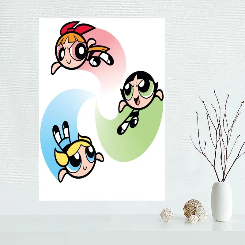 Хороший пользовательский Th Powerpuff Девушки Холст плакат печать живопись художественная стена шелк плакат ткань печать плакат Y.122 - Цвет: Красный