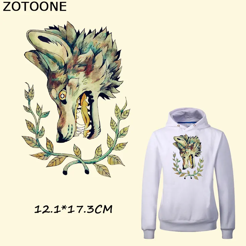 

ZOTOONE Patches DIY Fashion Retro Wolf Head Punk Pattern Iron on Patches for Clothing Transfer Printing Clothes Top Stickers E