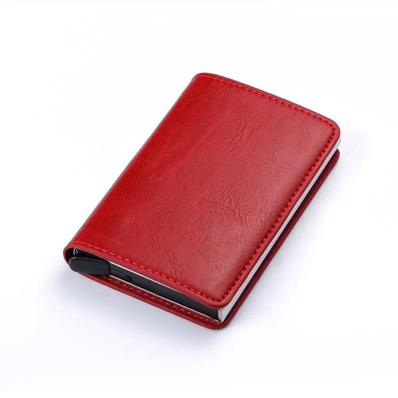 ZOVYVOL Противоугонный Rfid блокирующий кошелек металлический кредитный держатель для карт автоматический эластичный винтажный алюминиевый кошелек из искусственной кожи rfidwallet - Цвет: Red X-12A