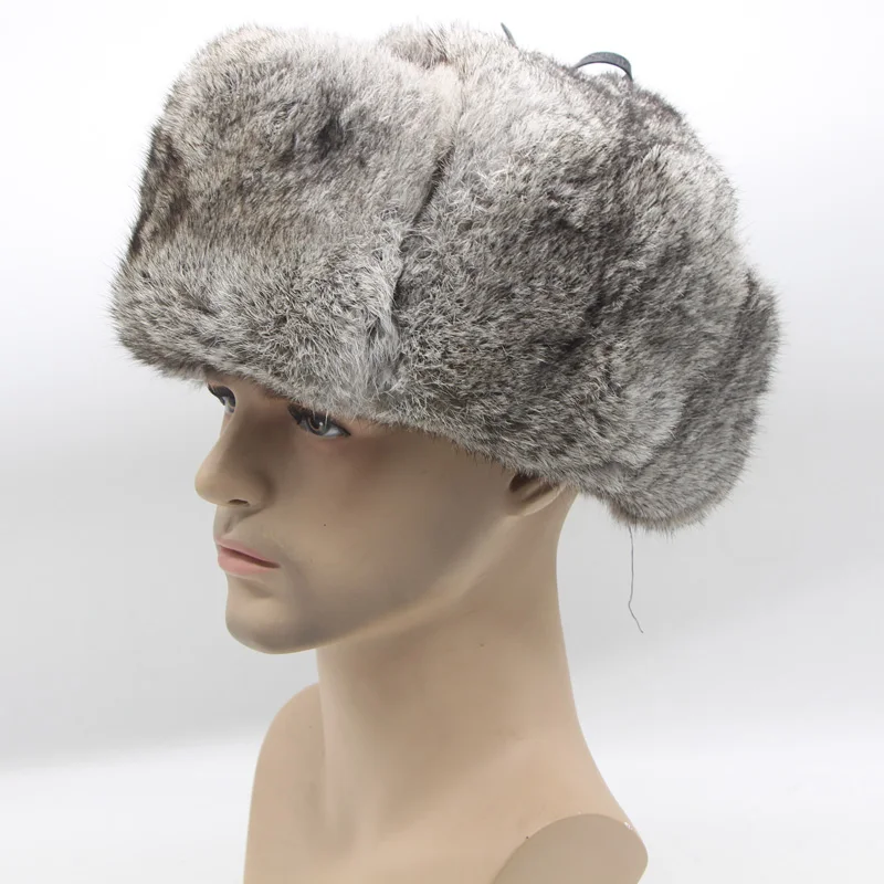 

Natural rabbit fur Lei Feng hat men's hat autumn and winter warm thick Russian fur real rabbit fur ear cap outdoor locomotive