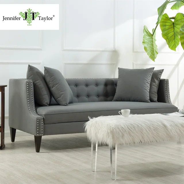 Jennifer Taylor Caroline Grey Sofa 82 W X 35 1 2 D 30 H In Jennifer Taylor Caroline Grey Sofa 82 W X 35 1 2 D 30 H