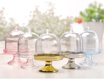 

1000PCS Mini Wedding Favor Chocolate Boxes Transparent Plastic Cake Stand Candy Holder Party Supplies