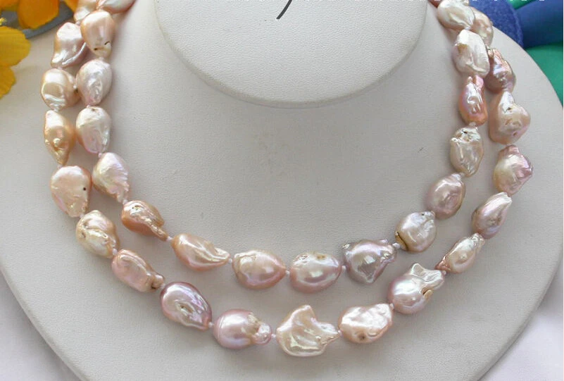 

A 32" 16mm baroque pink keshi reborn pearl necklace
