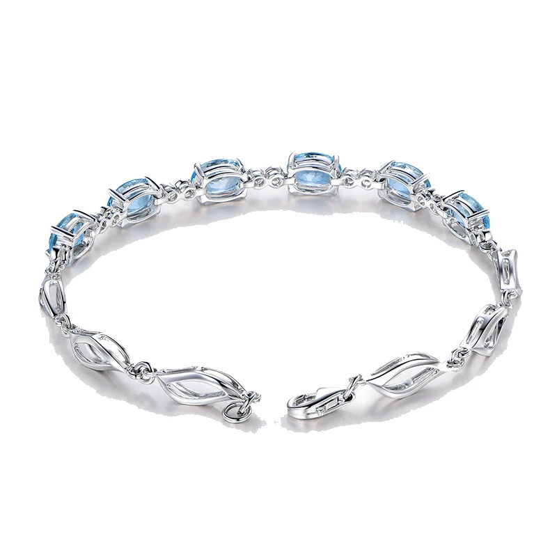 MOONROCY серебро Цвет синий кристалл браслет овальный Цирконий ювелирные изделия для Для женщин подарок Прямая ювелирные изделия оптом