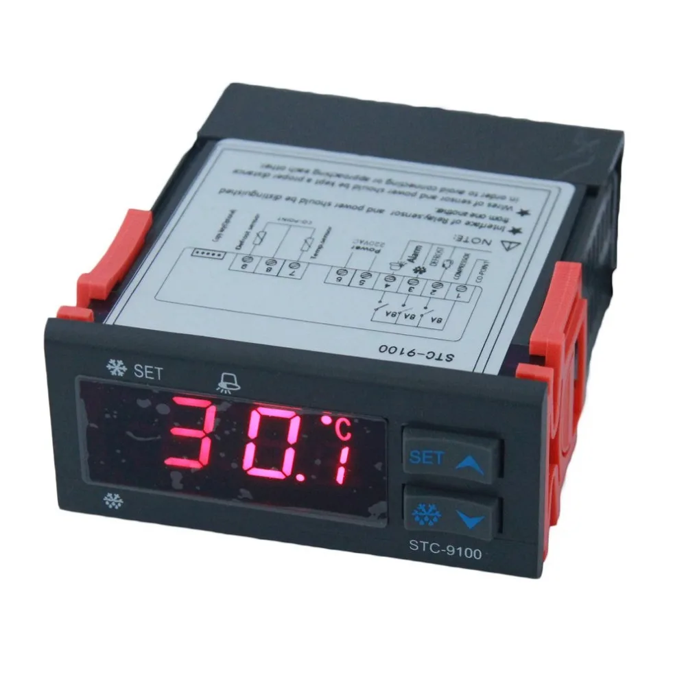 STC-9100 iIntelligent регулятор температуры холодильное размораживание сигнализация выход двойной датчик терморегулятор термометр