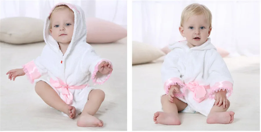 Банные халаты для детей модная детская халат домашняя одежда для маленьких девочек мальчиков Crown Пижама фланель с капюшоном пижамы 2-6 лет Ночное