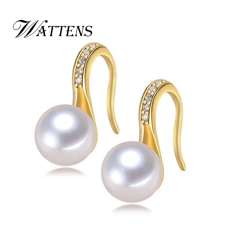 

WATTENS Natural Freshwater Pearl stud Earrings For Women,white black golden pearl Earrings, jewelry wedding party accessories