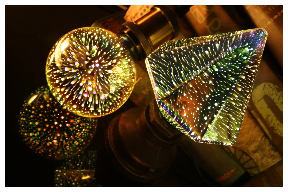 Винтаж Edison E27 3D светодиодные лампы Star фоны с изображением фейерверка, ночной Светильник 220V A60 ST64 G80 G95 G125 праздник новинка украшения светильник Инж