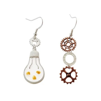 

Women Creative Lamp Bulb Gear Drop Earring Vintage Personalized Inventor Earrings For Punk Party Novelty Jewelry Accessories